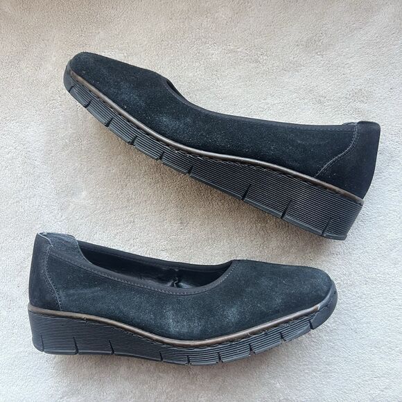 Rieker Antistress Ballerina Black Suede Wedge Loafer Shoe Women EU‎ 41 US 10 - Picture 3 of 15